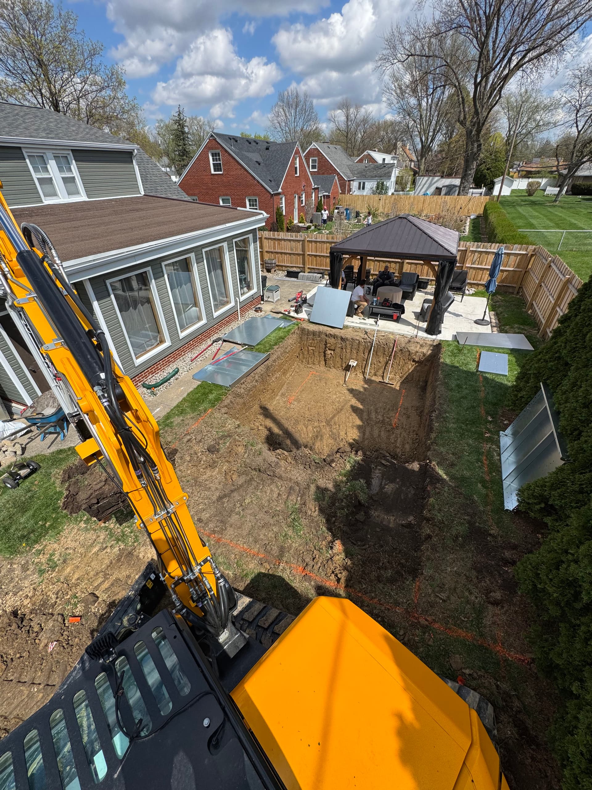 First Dig Down on a Brand New Backyard Pool